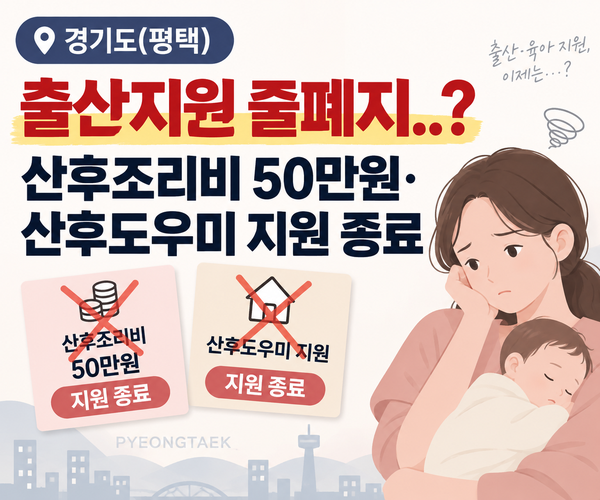 경기도(평택)｜출산지원 폐지..? 산후조리비 50만원·산후도우미 지원 종료