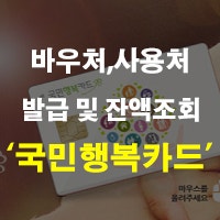 국민행복카드 발급 및 잔액 조회 방법 바우처 사용처 비교 신청 사은품 체크카드 정리