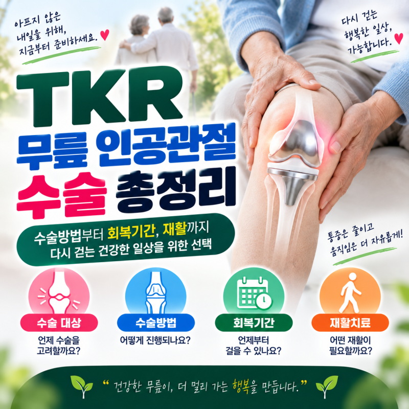 TKR 무릎 인공관절 수술이란? 수술방법부터 회복기간 재활까지 총정리
