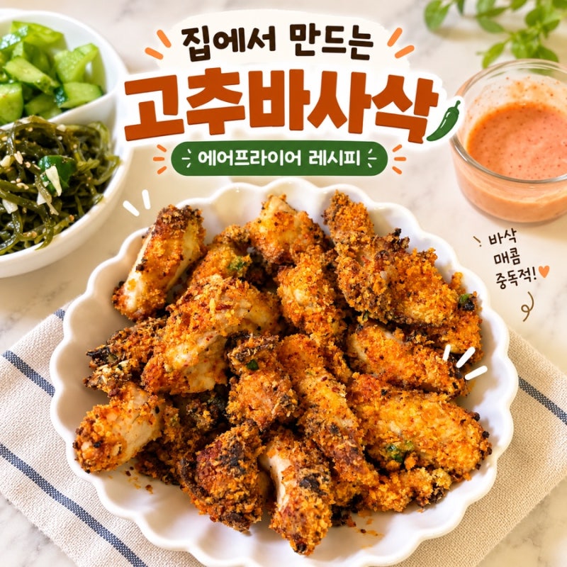 고추바사삭 레시피, 굽네치킨 스타일 집에서 에어프라이어로 만들기