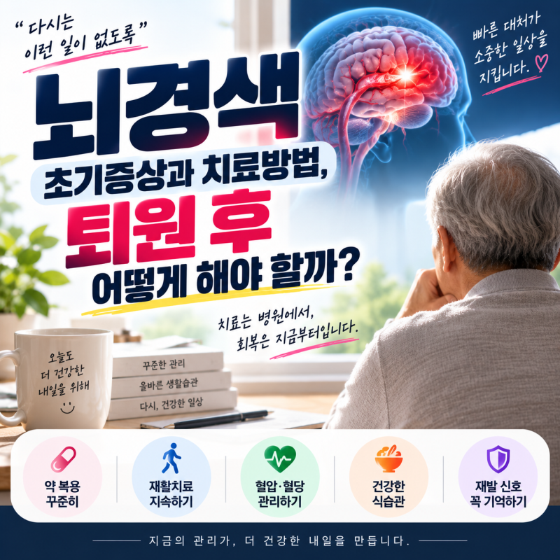 뇌경색 초기증상과 치료방법, 퇴원 후 재활과 관리 어떻게 해야 할까?