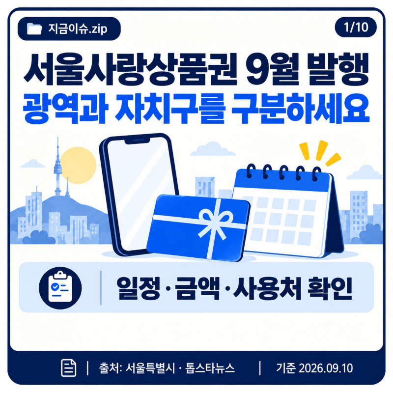 서울사랑상품권(광역) 발행 안내｜자치구 9월 일정과 온라인 조건 구분