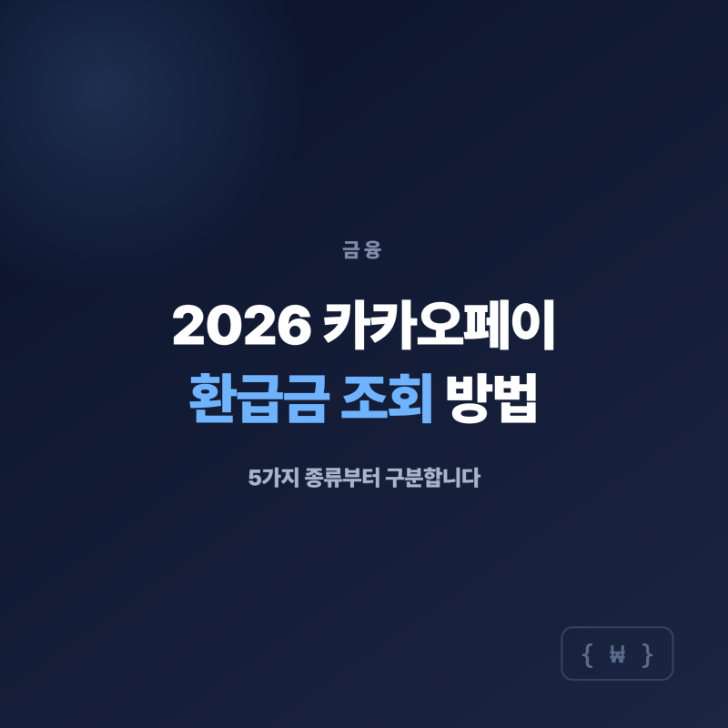 [금융] 2026 카카오페이 환급금 조회 방법 — 5가지 종류부터 구분합니다