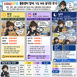 쿠팡 알바 처음이라면 꼭 보세요｜주간 오후 심야 업무 강도 비교