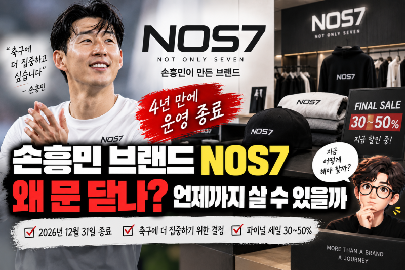 손흥민 브랜드 NOS7 왜 문 닫나? 4년 만에 운영 종료, 언제까지 살 수 있을까
