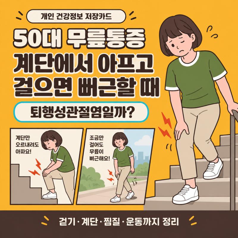 무릎통증 있을 때 걷기를 줄여야 할까? 50대 퇴행성관절염 관리법