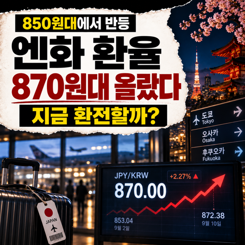 엔화 환율 870원대까지 올랐다, 지금 환전할까? BOJ 9월 금리인상 전망