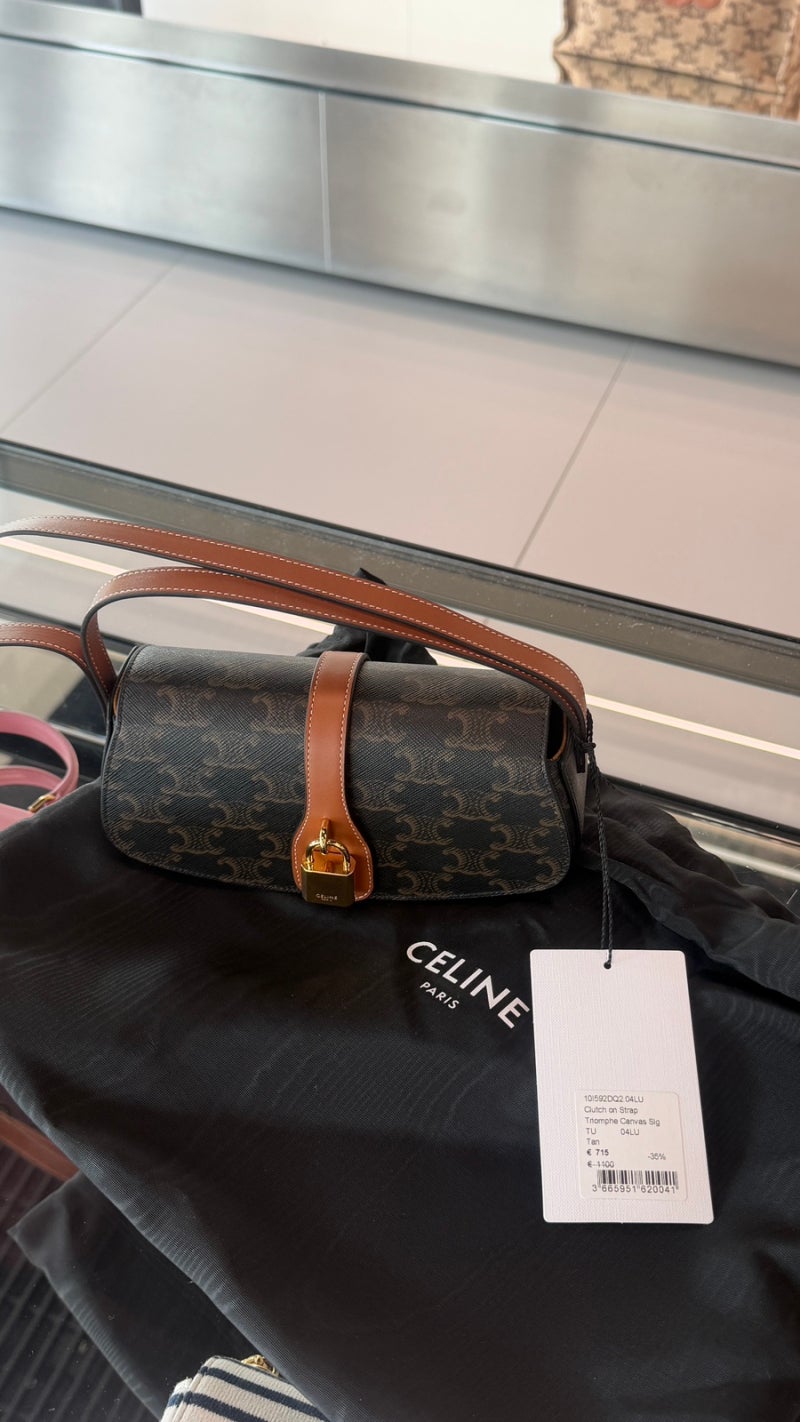 쇼핑 :: CELINE 셀린느 가방 (100만원 초반대 득템) 클러치 온 스트랩 트리옹프, 가격 구매 언박....