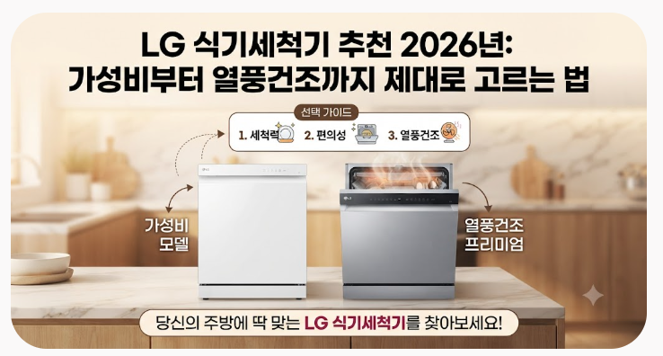 LG식기세척기 추천 2026년 가성비부터 열풍건조까지 제대로 고르는 법