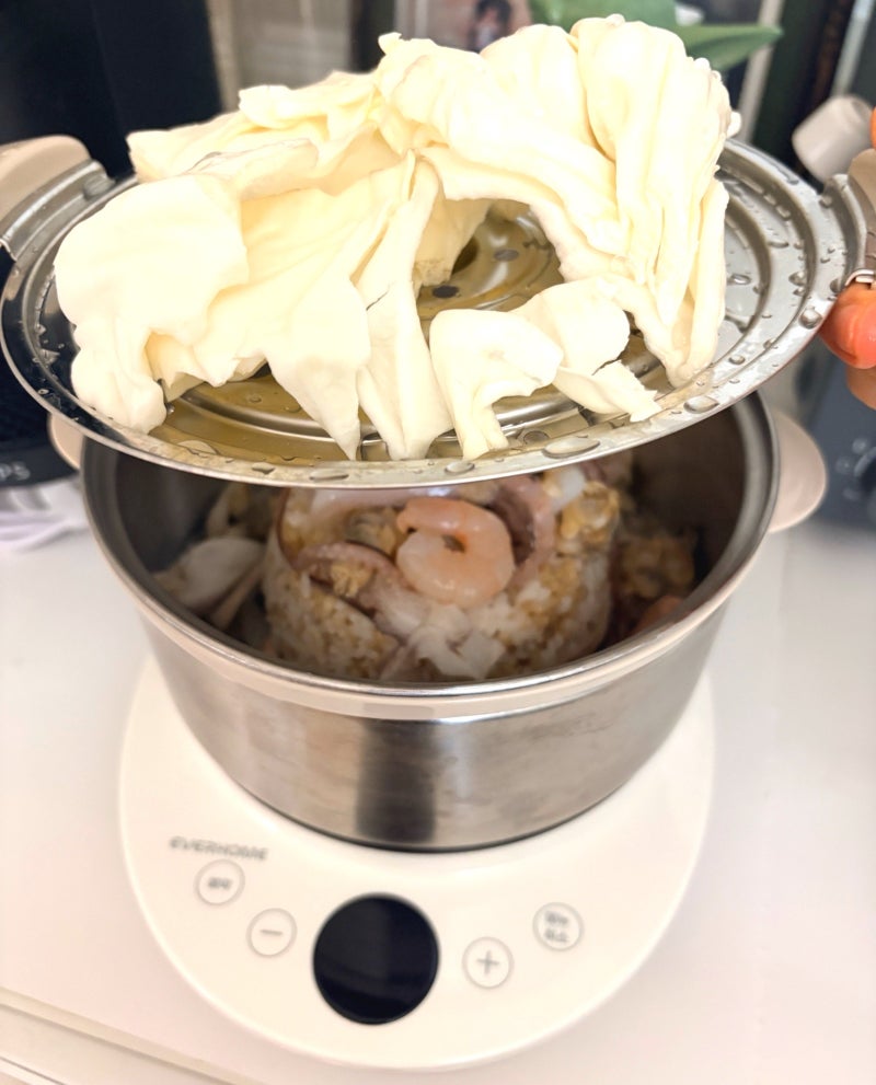 코스트코 에버홈 디지털 스텐2단 찜기 구입 후 해물버섯밥, 만두 쪄먹어본 후기(공식홈 레시....
