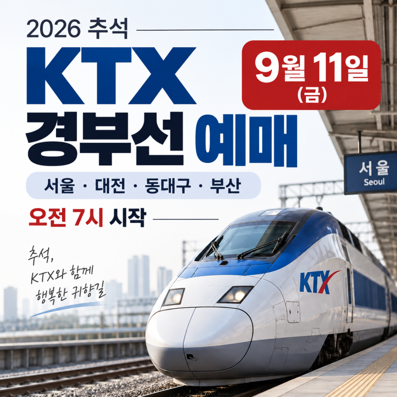 2026 추석 KTX 경부선 예매 9월 11일｜서울 부산·대전·동대구 시간 총정리