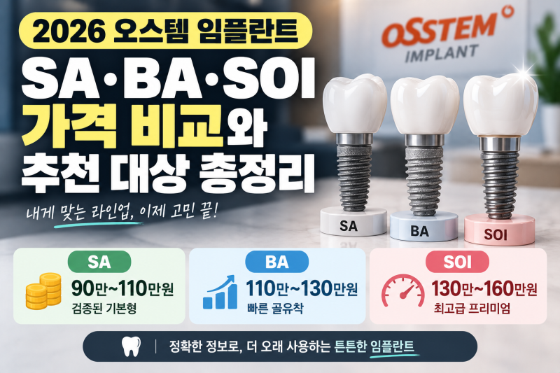 2026 오스템 임플란트 라인업별(SA·BA·SOI) 가격 비교와 추천 대상 총정리