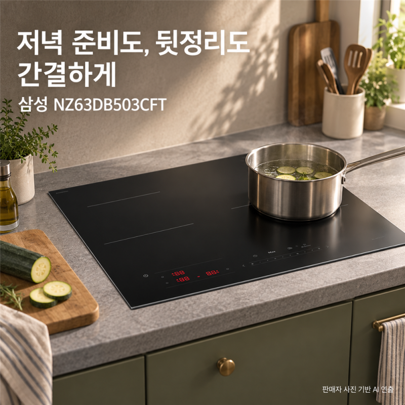 삼성 NZ63DB503CFT 가격·단점, 3구 인덕션 타공 크기와 출력 확인