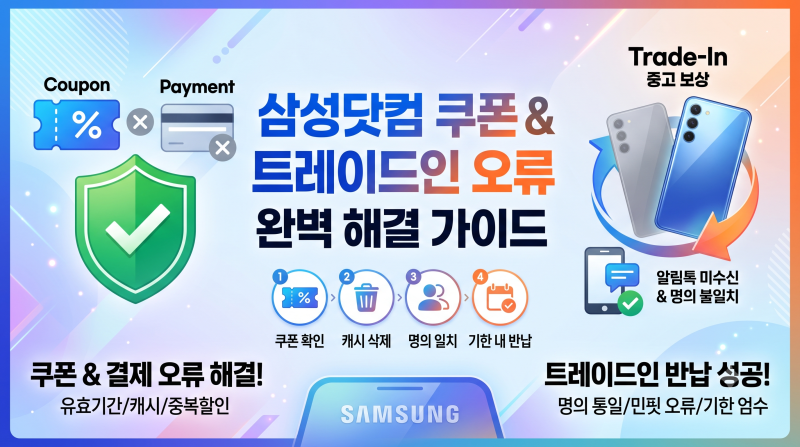 삼성닷컴 쿠폰 적용 오류 및 트레이드인 반납 불가 해결 방법