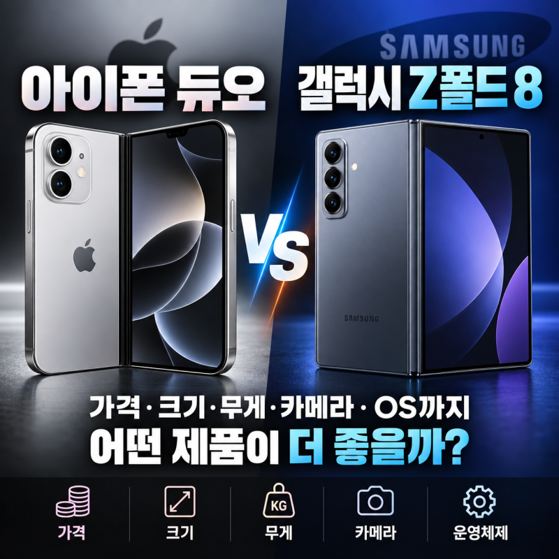 아이폰 듀오 vs 갤럭시 Z폴드 8, 가격·크기·무게 차이 비교