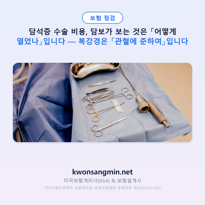담석증 수술 비용, 담보가 보는 것은 「어떻게 열었나」입니다 — 복강경은 「관혈에 준하여....