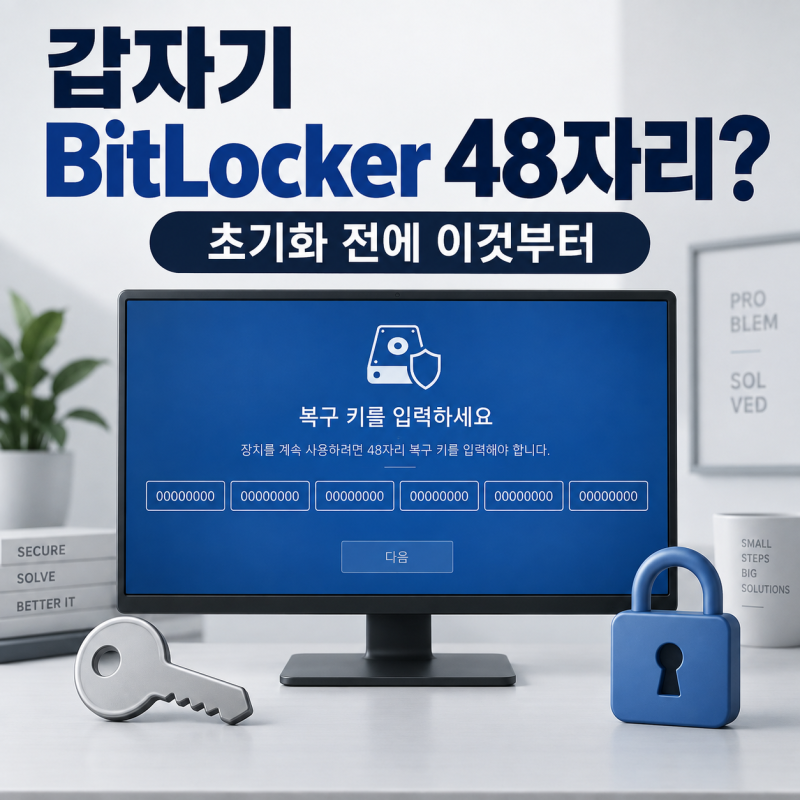 윈도우 켰더니 BitLocker 복구키 48자리? 초기화하기 전에 확인할 순서