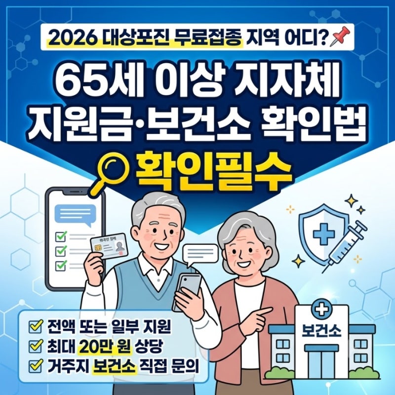 2026 대상포진 무료접종 지역 어디?｜65세 이상 지자체 지원금·보건소 확인법
