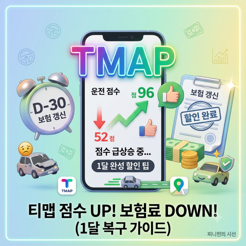 자동차보험 갱신 D-30! 티맵 운전 점수 1달 만에 올리는 법 & 보험사별 할인 조건