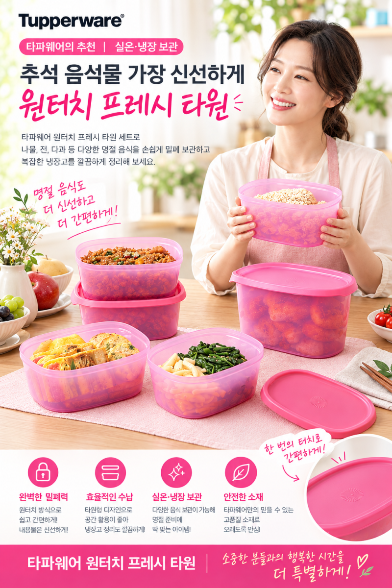 반찬통의 새로운 기준｜타파웨어 원터치 프레시 타원을 써야 하는 이유