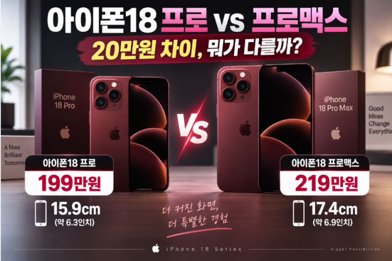 아이폰18 프로 vs 아이폰18 프로맥스｜크기·배터리·가격 어떤 모델 살까?