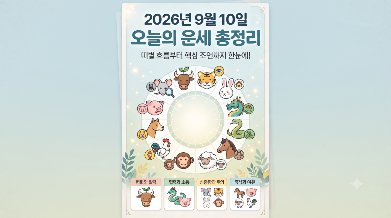 2026년 9월 10일 오늘의 띠별 운세