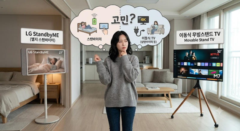 이동식 거치대 스마트 TV vs LG 스탠바이미 완벽 비교 및 가성비 분석!