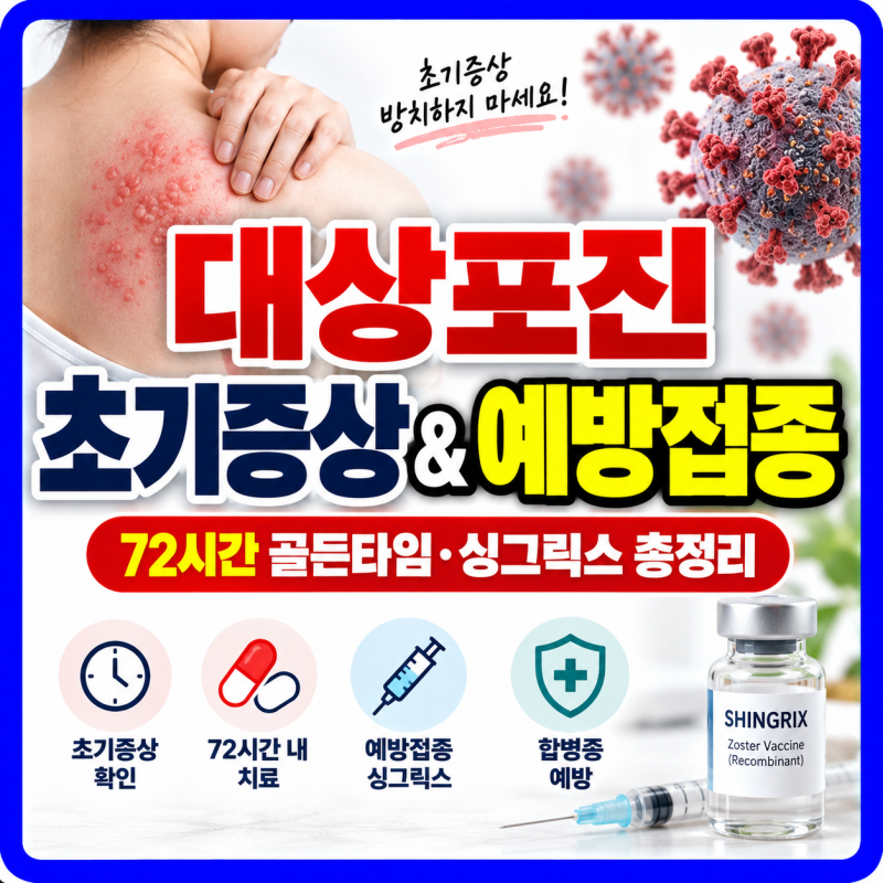 대상포진 초기증상 72시간 골든타임 치료 싱그릭스 가격 알아보기