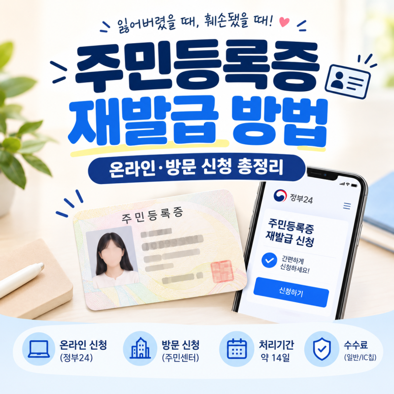 주민등록증 재발급 방법 총정리｜온라인·방문 신청부터 준비물·수수료까지
