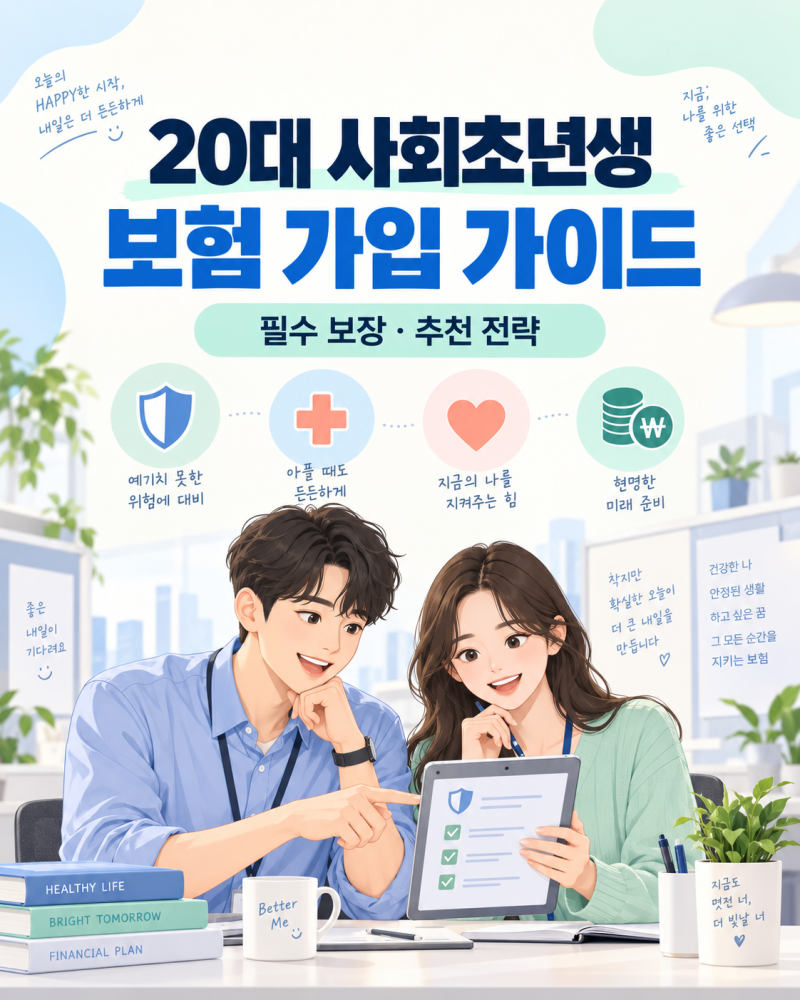 20대 사회초년생 보험 가입 가이드: 남녀별 필수 보장 및 연령대별 추천 전략 총정리 (청년보....