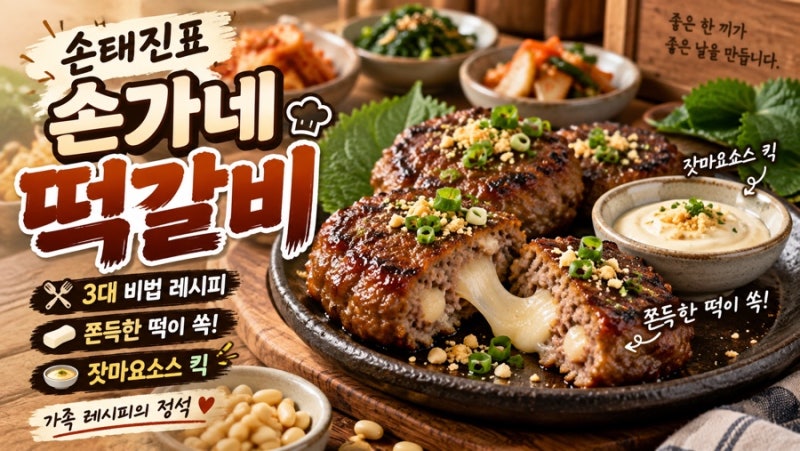 손태진 손가네 떡갈비 레시피, 인절미 떡과 잣마요소스가 포인트