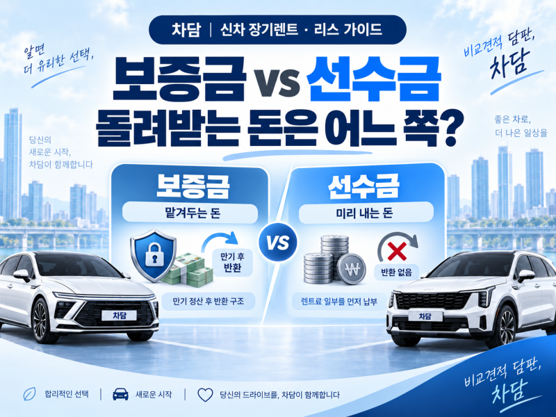 장기렌트 보증금 vs 선수금 차이, 계약 끝나고 돌려받는 돈은?