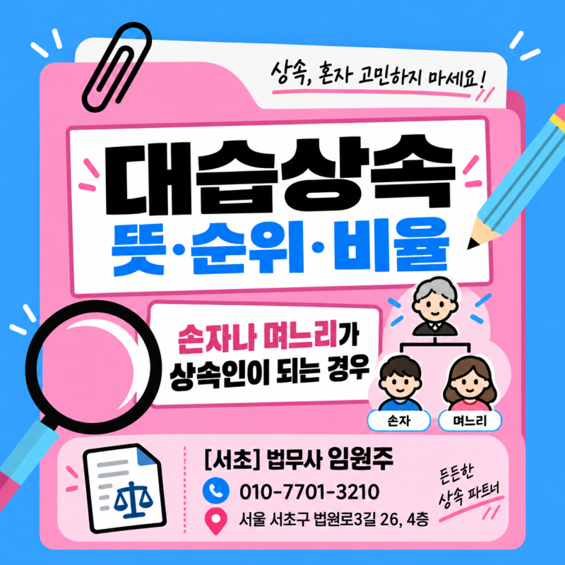 대습상속 뜻·순위·비율, 손자나 며느리가 상속인이 되는 경우