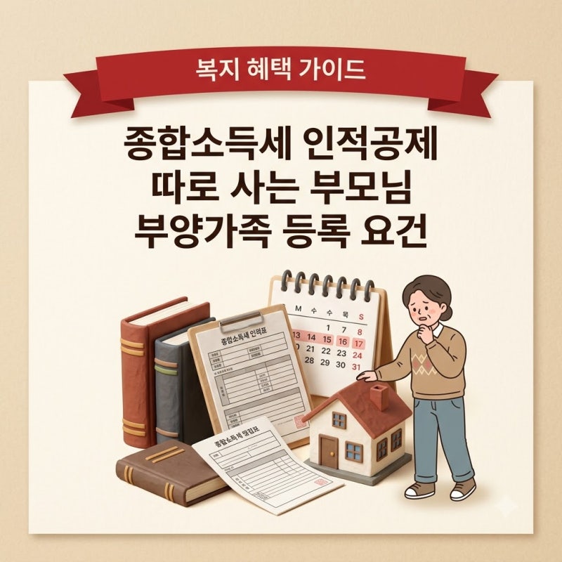 종합소득세 인적공제 따로 사는 부모님 부양가족 등록 요건