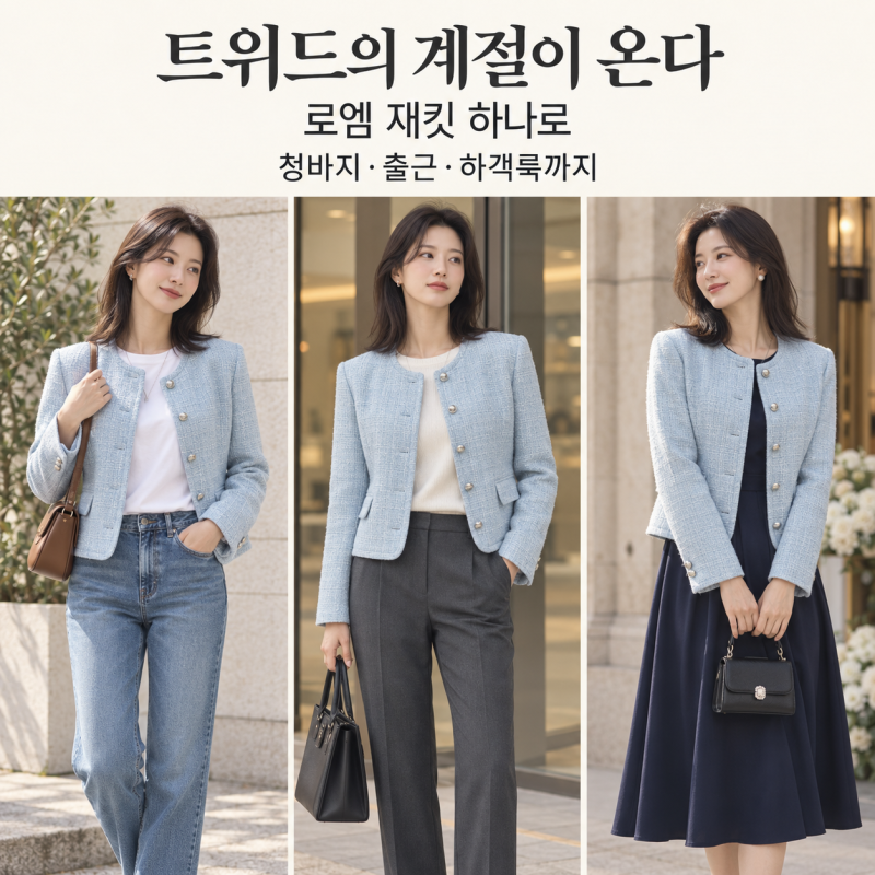 트위드의 계절이 온다｜로엠 재킷 하나로 청바지·출근·하객룩까지
