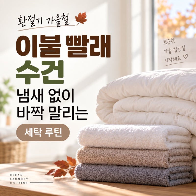 환절기 가을철 이불 빨래 수건 냄새 없이 바짝 말리는 세탁 루틴