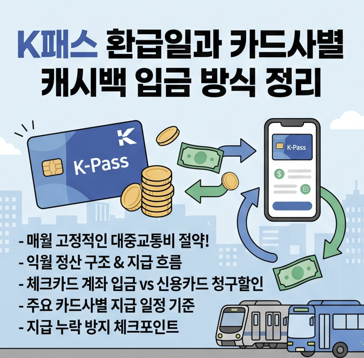 K패스 환급일과 카드사별 캐시백 입금 방식 정리