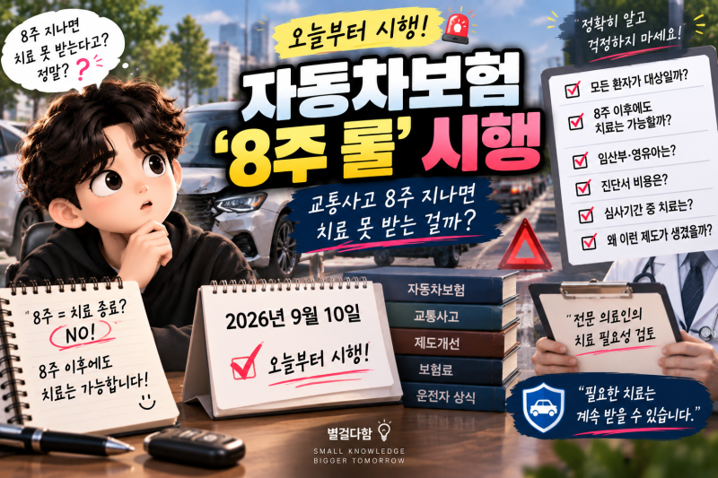 자동차보험 ‘8주 룰’ 오늘부터 시행｜교통사고 8주 지나면 치료 못 받나? 달라지는 내용 정....