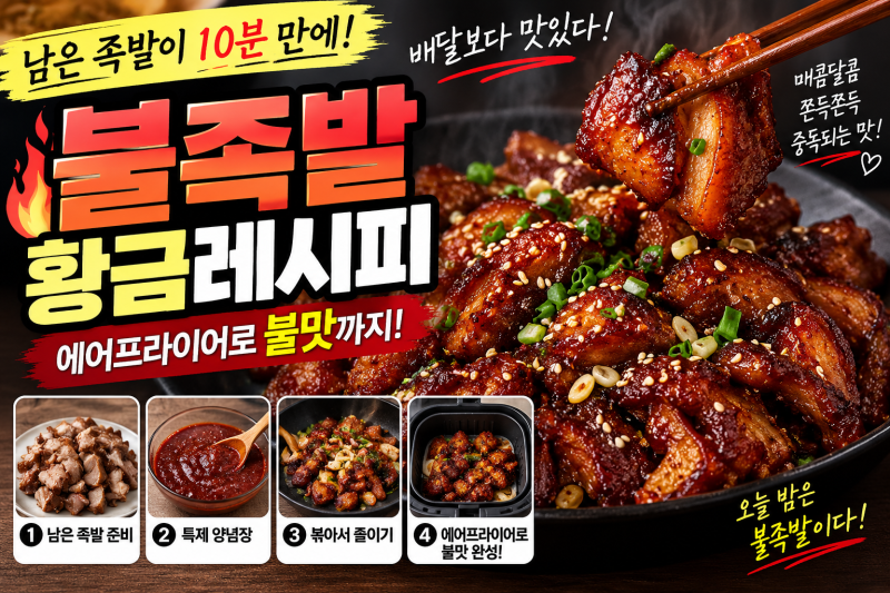 남은 족발 요리 불족발 만드는 법! 에어프라이어 불맛 양념장 황금레시피와 매운 족발 볶음 ....