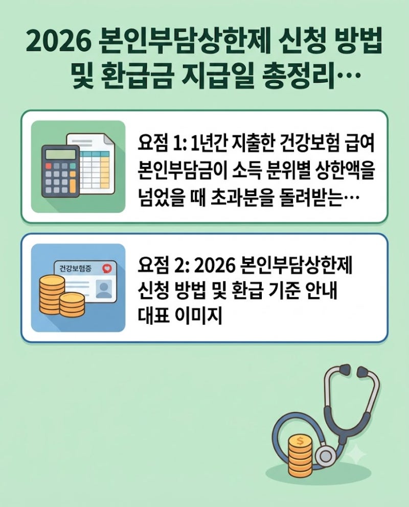 2026 본인부담상한제 신청 방법 및 환급금 지급일 총정리 (소득분위 기준)