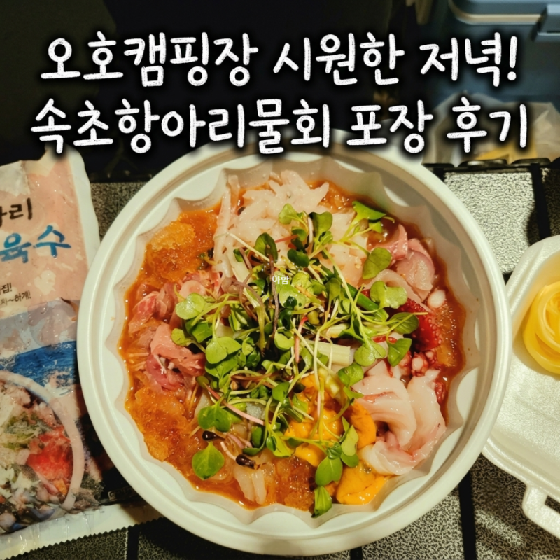고성 오호캠핑장 근처 맛집 | 속초항아리물회 포장 후기 (아이들은 BHC 치킨!)