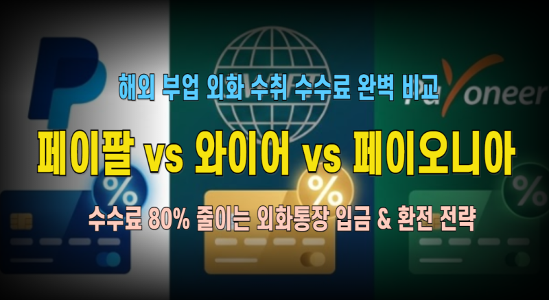 해외 부업 달러 입금 완벽 가이드: 페이팔·와이어(SWIFT)·페이오니아 수수료 비교 & 최적의 외....