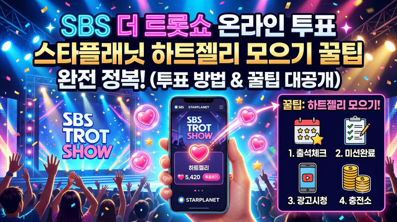[최신] SBS 더 트롯쇼 온라인 투표하는 법, 스타플래닛 하트젤리 모으기 꿀팁