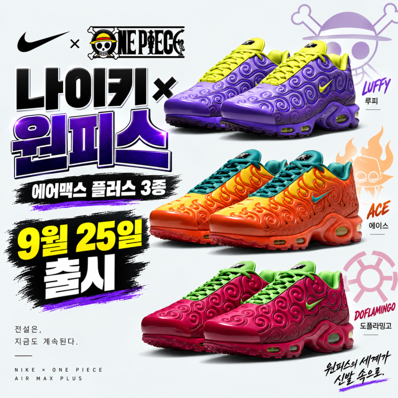 나이키 × 원피스 드디어 나온다｜에어맥스 플러스 3종·한국 출시일 정리