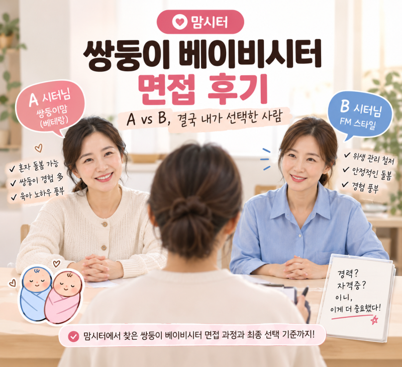 맘시터 면접 후기｜쌍둥이 베이비시터 면접 예상질문과 시터 선택까지