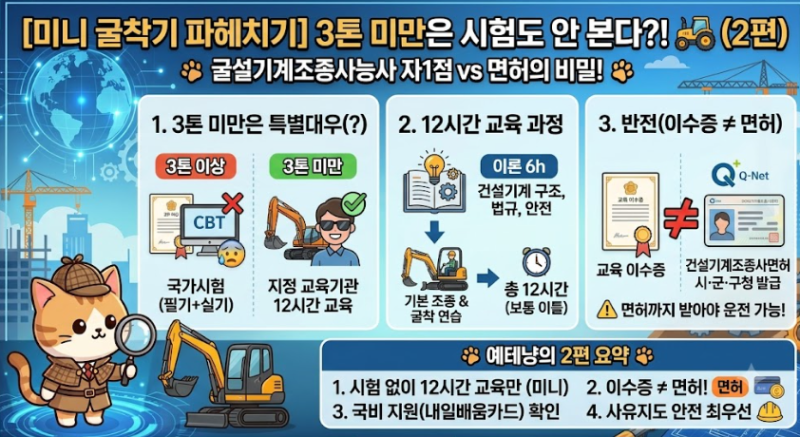 3톤 미만 미니 굴착기는 시험도 안 본다고?12시간이면 끝! (2편)