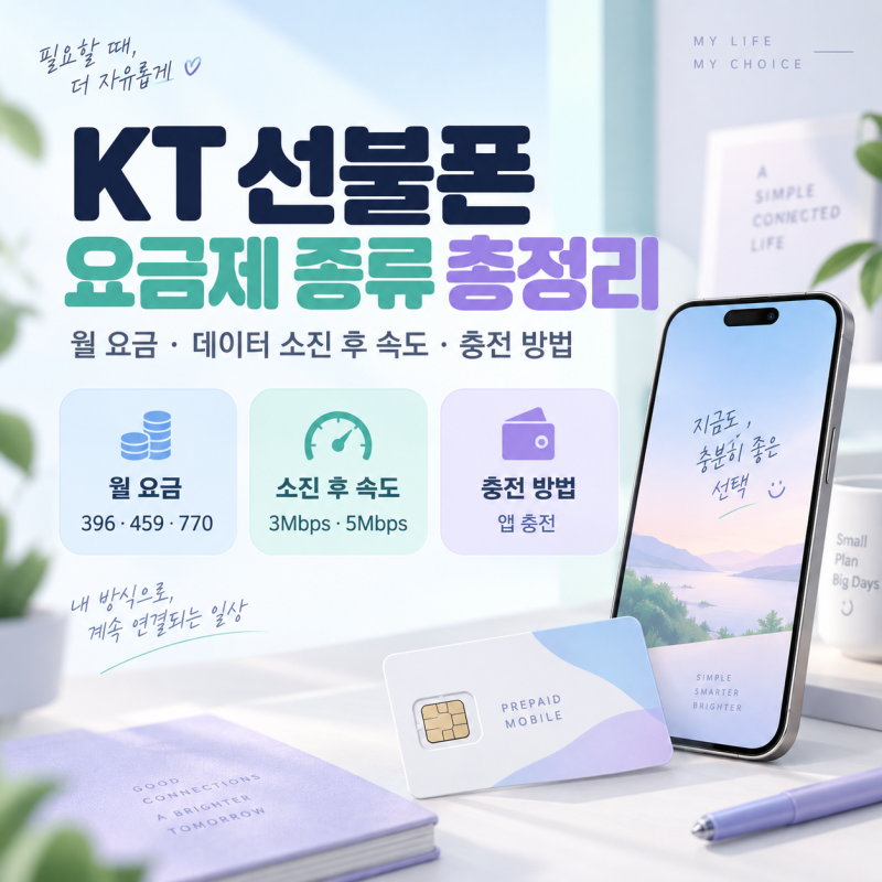 KT 선불폰 요금제 종류 총정리｜월 요금·데이터 소진 후 속도와 충전 방법