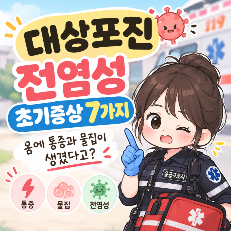 대상포진 전염성 초기증상 7가지ㅣ몸에 통증과 물집이 생겼다고?
