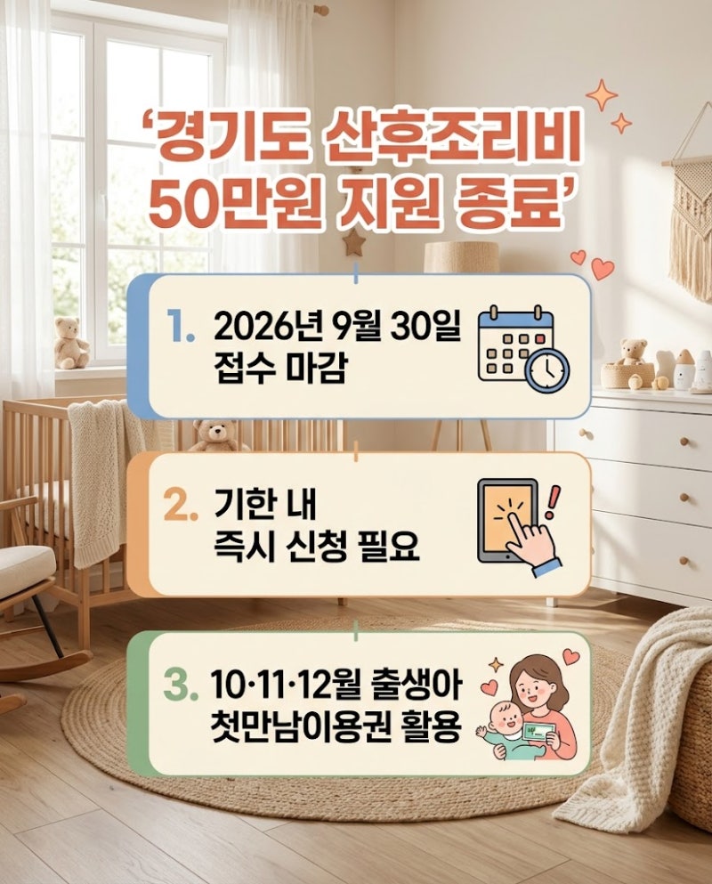 경기도 산후조리비 폐지 50만원 지원 종료일과 11월·12월 출생아 대처 방안
