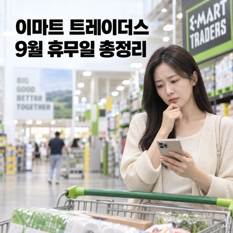 2026년 9월 이마트 트레이더스 휴무일, 추석 지점별 쉬는날 총정리
